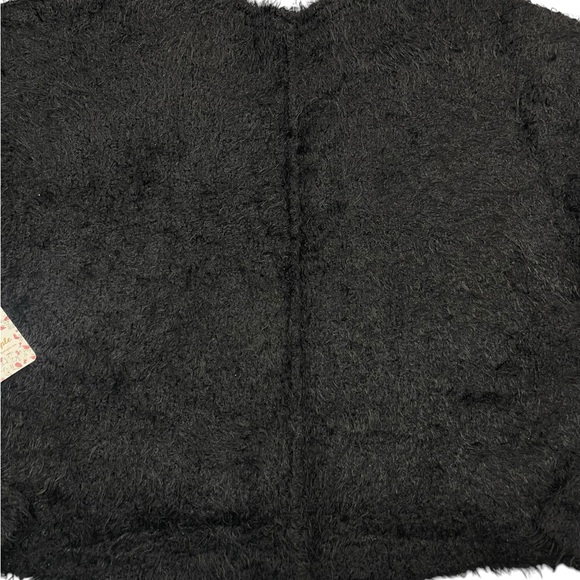 Free People Icing V Pullover Shag Black Oversized Slouchy Sweater Top Size M NEW - Picture 15 of 15